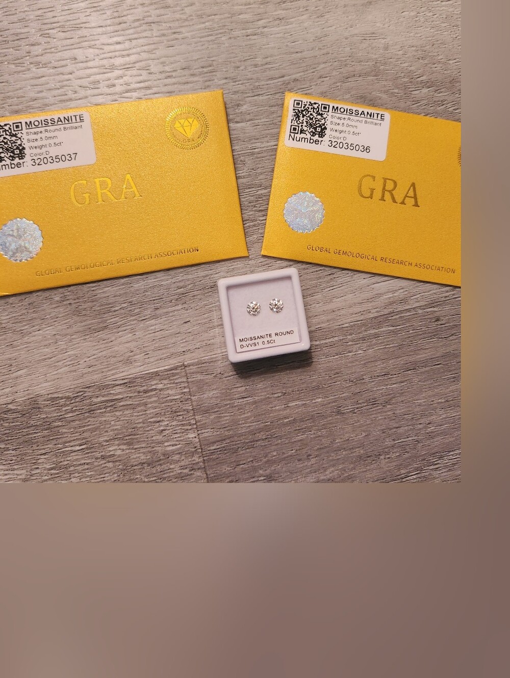 Two Sparkling Round Moissanite  Stones with GRA Certificates
